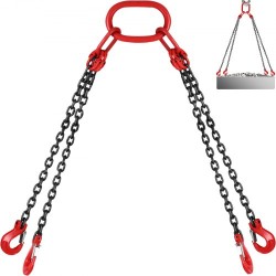 VEVOR Chain Sling, 5/16 inch x 5 ft Lifting Chains with Hooks, G80 Engine Chain Hoist Lifts, 11000 lbs/5 Ton Capacity Lifting Sl