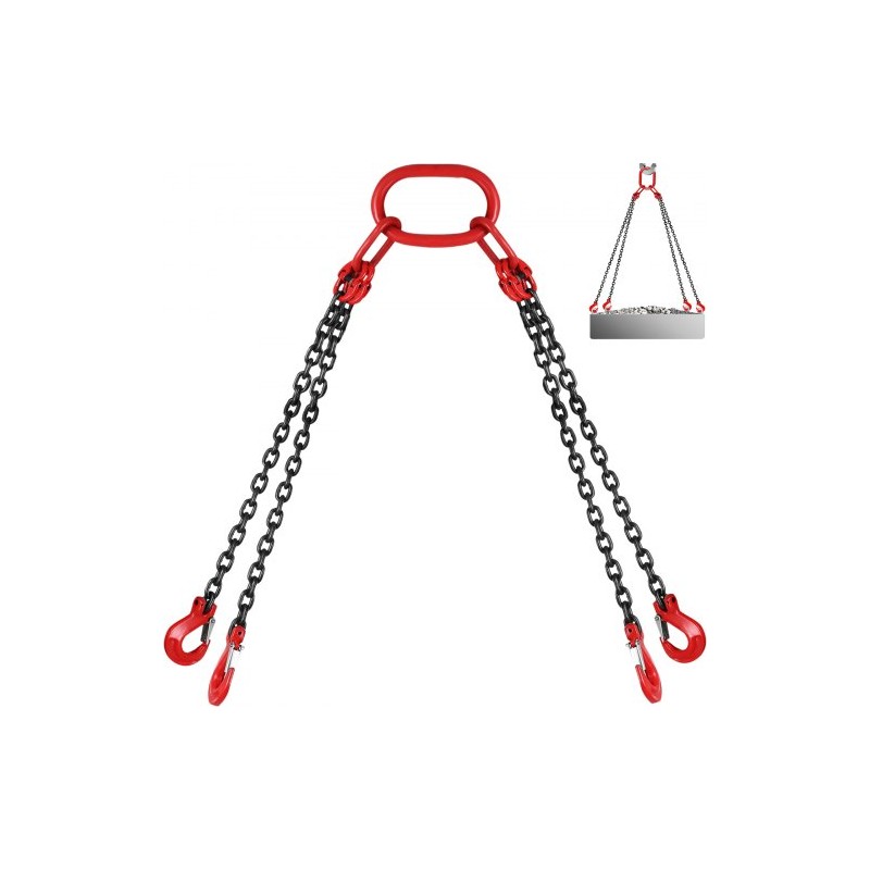 VEVOR Chain Sling, 5/16 inch x 5 ft Lifting Chains with Hooks, G80 Engine Chain Hoist Lifts, 11000 lbs/5 Ton Capacity Lifting Sl