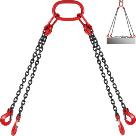 VEVOR Chain Sling, 5/16 inch x 5 ft Lifting Chains with Hooks, G80 Engine Chain Hoist Lifts, 11000 lbs/5 Ton Capacity Lifting Sl