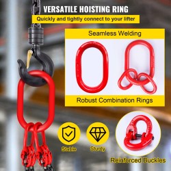 VEVOR Chain Sling, 5/16 inch x 5 ft Lifting Chains with Hooks, G80 Engine Chain Hoist Lifts, 11000 lbs/5 Ton Capacity Lifting Sl