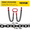 VEVOR Chain Sling, 5/16 inch x 5 ft Lifting Chains with Hooks, G80 Engine Chain Hoist Lifts, 11000 lbs/5 Ton Capacity Lifting Sl