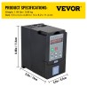 VEVOR VFD Motor Drive 1.5KW VFD Variable Frequency Drive Inverter for Spindle Motor Speed Control 2HP 7A 220-250V (1.5KW 220V)