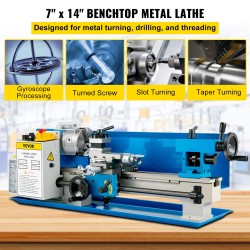 VEVOR 7x14 Inch Metal Lathe 50-2500 RPM 550W Mini Bench Lathe 0.75HP Variable Spindle Speed Milling Machine for Mini Precision P